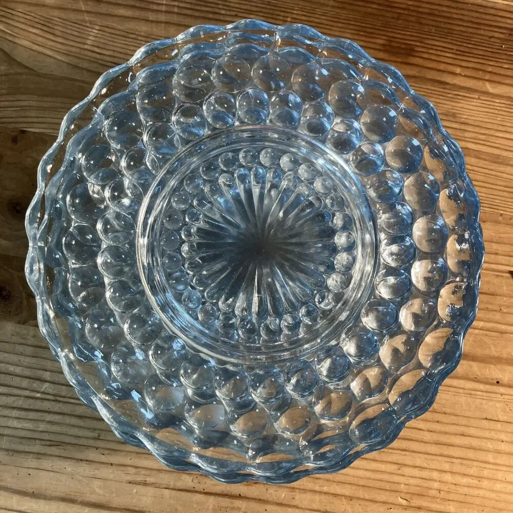 VTG SET OF 10 ANCHOR HOCKING “Blue Sapphire” Bubble Bread & Butter Plates 6.75”